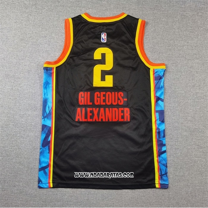 Camiseta Nino Oklahoma City Thunder Shai Gilgeous-Alexander #2 Ciudad 2024-25 Negro